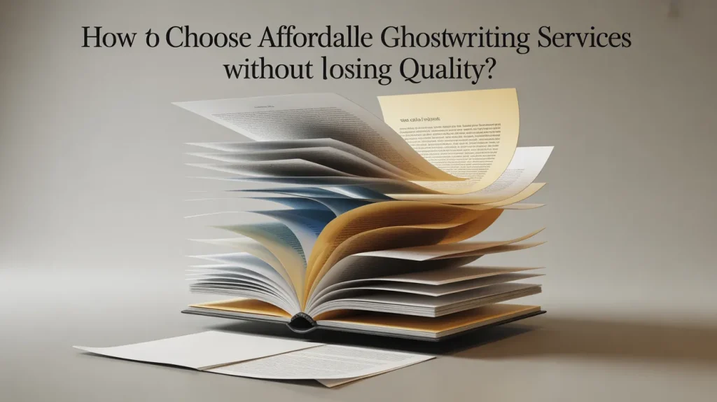 Abstract writing and budget balance concept for affordable ghostwriting services quality guide